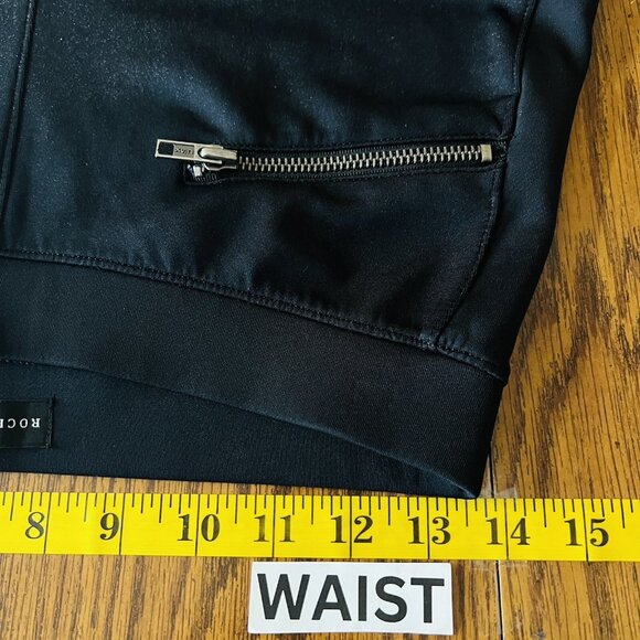 Rock & Republic Women's Stretch Metallic Black Leggings Size M Pull-on Mid Rise - Picture 7 of 10